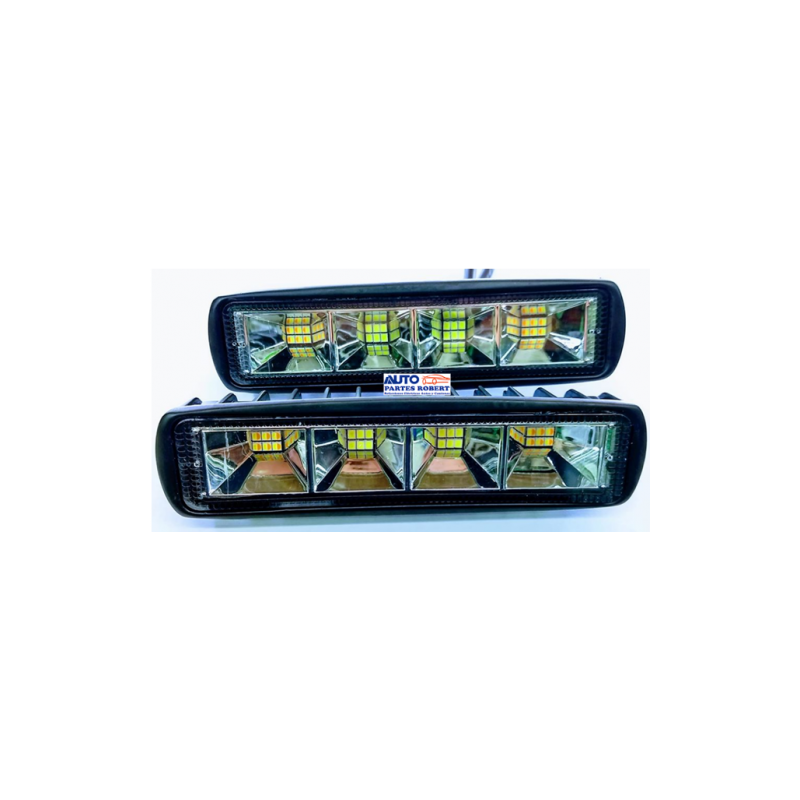 FARO LED RECTANGULAR TIPO BARRA EN COLOR BLANCO CON ESTROBO AMBAR  JUEGO 2 PIEZAS FAL60150WYL-CVT