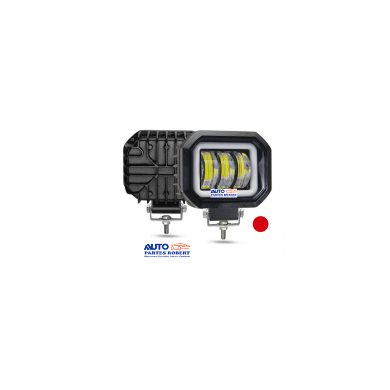 FAROS LED CUADRADO CON LUZ BLANCA 3 LUPAS ARILLO EN GEL COLOR ROJO EXCELENTE ILUMINACION JUEGO 2 PIEZAS  OEM. FAL106R