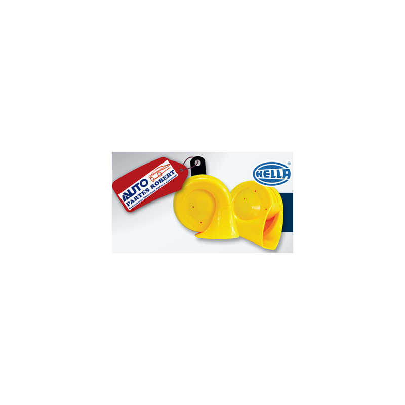 BOCINA HELLA CARACOL AMARILLAS 12V  72W 11Odb GRAVW 400HZ 500HZ JUEGO 2 PIEZAS OEM.