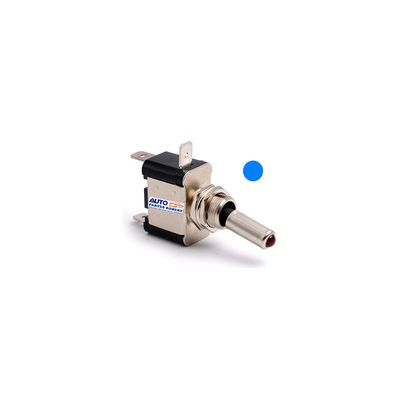 SWITCH PALANCA CROMADO CON LED AZUL ON OFF 3 TERMINALES 12V 20A