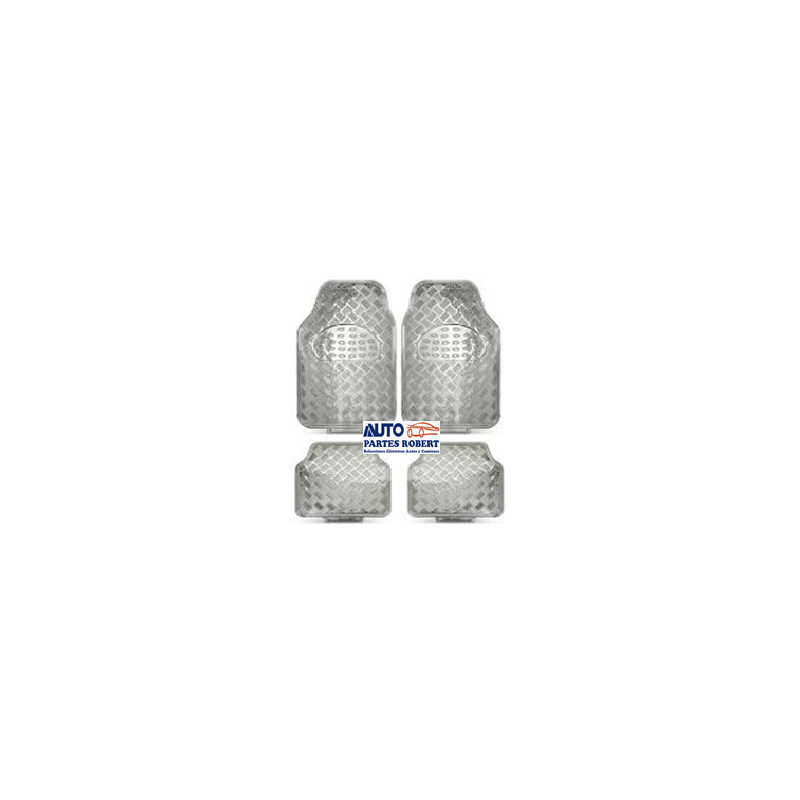 TAPETES HULE METALICO PLATIADO JUEGO 4 -PZ OEM.