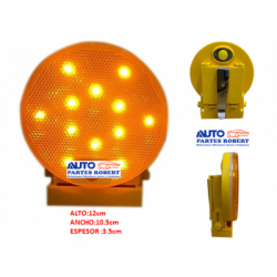 TORRETA LED PORTATIL REDONDA CON IMAN 3 FUNCIONES A SELECCIONAR ESTROBO AJUSTABLE 180  UTILIZA 2 BATERIAS TIPO AA MICA DE POLIOC