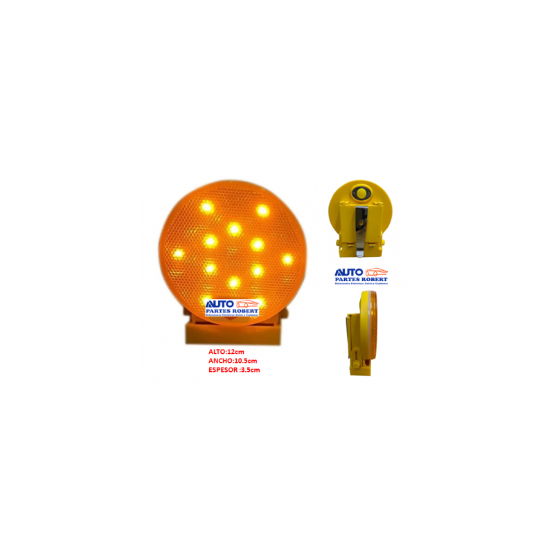 TORRETA LED PORTATIL REDONDA CON IMAN 3 FUNCIONES A SELECCIONAR ESTROBO AJUSTABLE 180  UTILIZA 2 BATERIAS TIPO AA MICA DE POLIOC