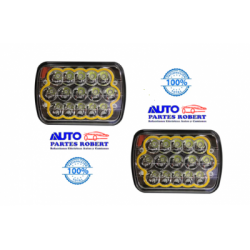 UNIDAD LED 6054 RECTANGULAR GRANDE ALTA Y BAJA CON FUNCION DE VELA EN MARCO AMARILLO TAMAÑO 7 OEM. 6054 LED JUEGO 2 PIEZAS