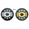 UNIDAD LED REDONDA CON LUPA BICOLOR 7 LED BLANCO Y AMBAR 1 PIEZA  OEM. U-LH184CY