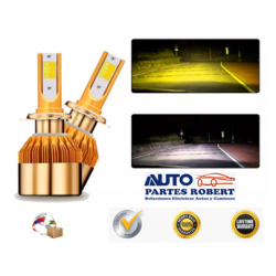 FOCO LED H4 BICOLOR 2 CARAS BLANCO EN LUZ BAJA Y AMARILLO EN LUZ ALTA 10.000 LUMENES  OEM.SPBICH4