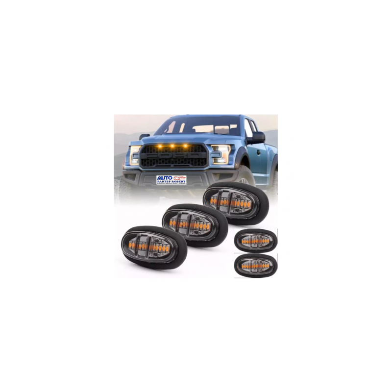 LUZ LED PARRILLA FORD RAPTOR Y JEEP COLOR AMBAR  OEM. JUEGO 5 PIEZAS