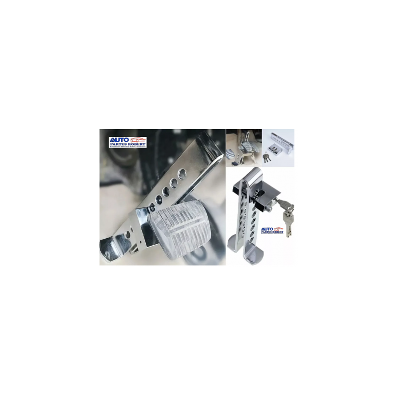 SEGURO ANTIRROBO PARA PEDAL UNIVERSAL CON CANDADO CROMADO  OEM.