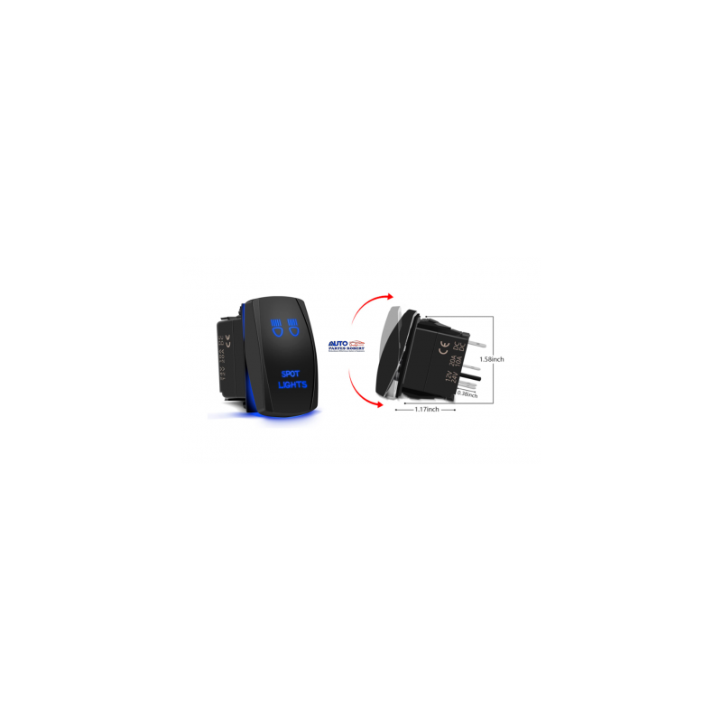SWITCH TECLA SPOT LIGHTS ON-OFF 12 VOLTS  20 AMPERES 24 VOLTS 10 AMPERES AUTOMOTOR BARCO TRACTO CAMION AUTOBUS JEEP USO RUDO  OE